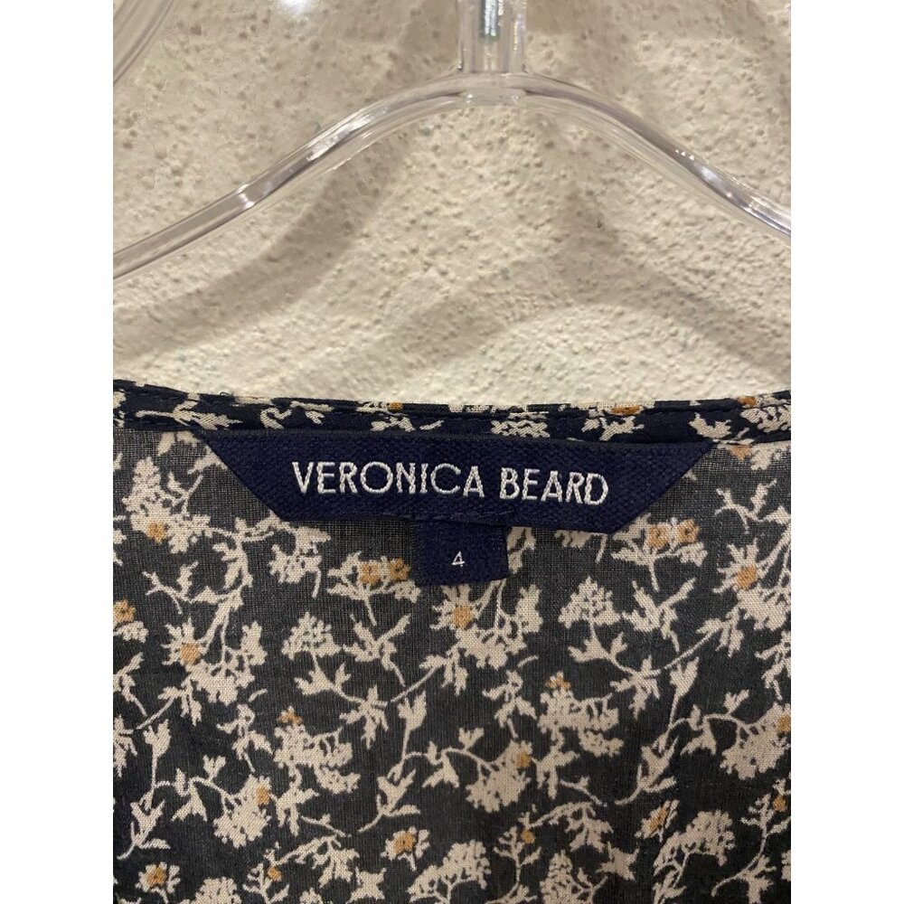 Veronica Beard Dress Womens 4 Floral Long Sleeve Smocked Waist Button Up - Picture 3 of 6